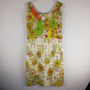 Vintage Handmade Floral Sleeveless Sheath Dress
